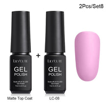 Load image into Gallery viewer, LILYCUTE Matte UV Gel Nail Polish Matte Top Coat Color UV Gel Nail Art Varnish Hybrid Soak Off Gel Lacquer Manicur Gel Polish